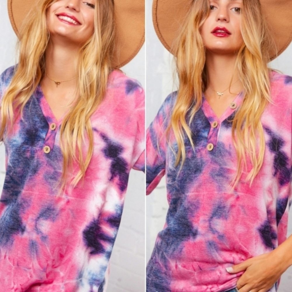 Harmony In Nature Pink Tie-Dye Women's Top NWT